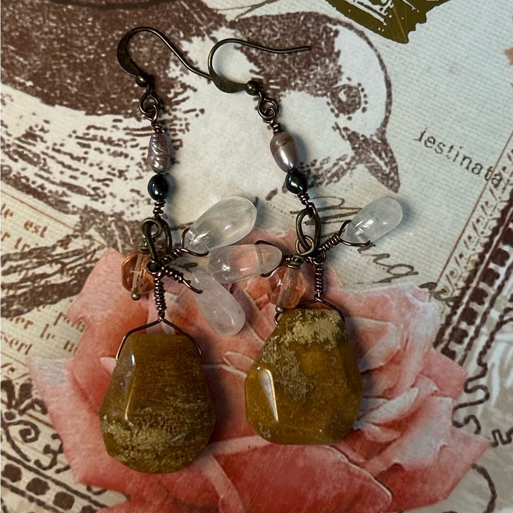 Hand Crafted Earthy Stone Earrings